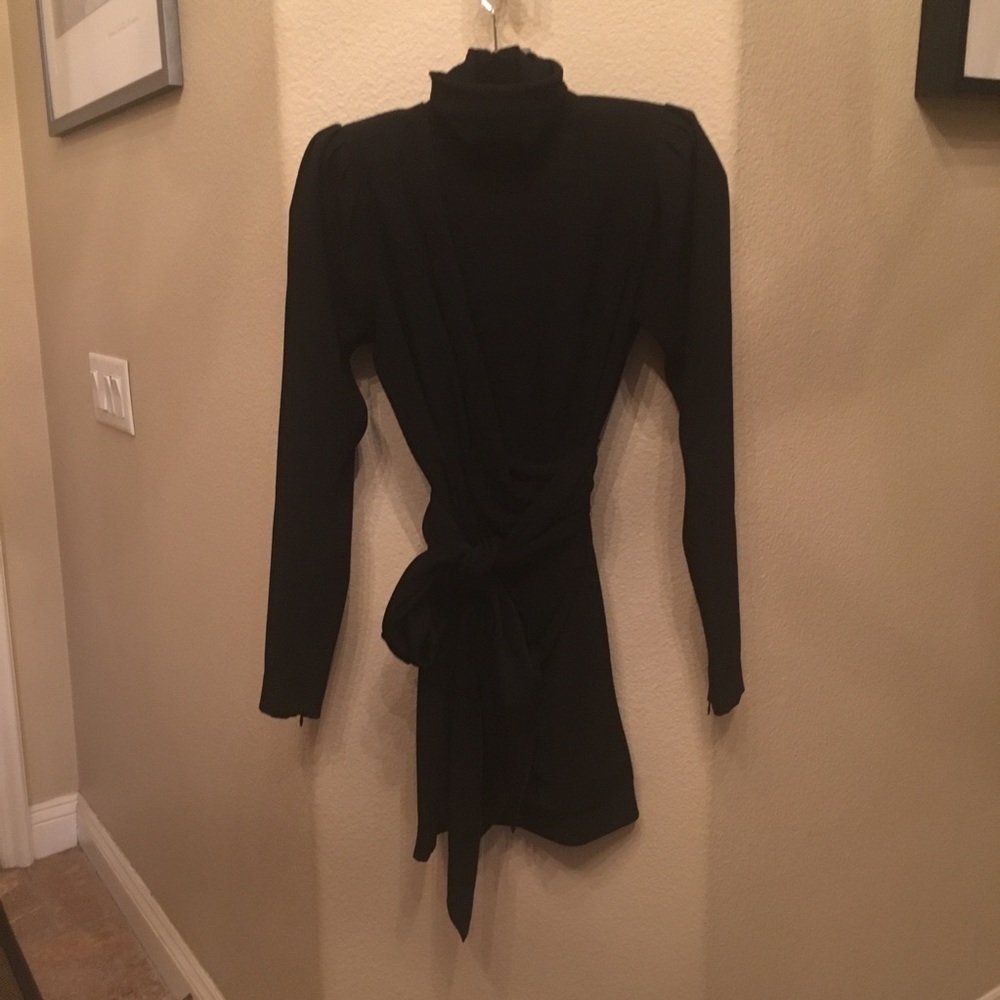 Nwt~Skaist Taylor Helena Drape Tie Waist Turtleneck Party Black Dress Size 0